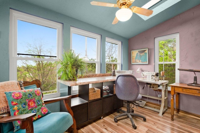 6906 Chinook Dr, Austin, TX 78736 - office featuring lofted ceiling, light wood-type flooring, healthy amount of natural light, and ceiling fan
