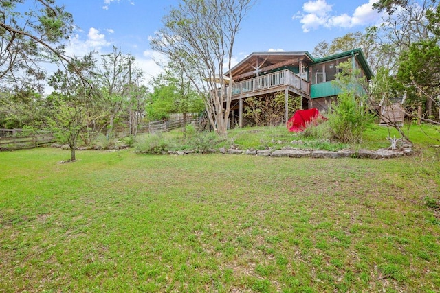 6906 Chinook Dr, Austin, TX 78736 - fenced yard featuring a deck and stairs