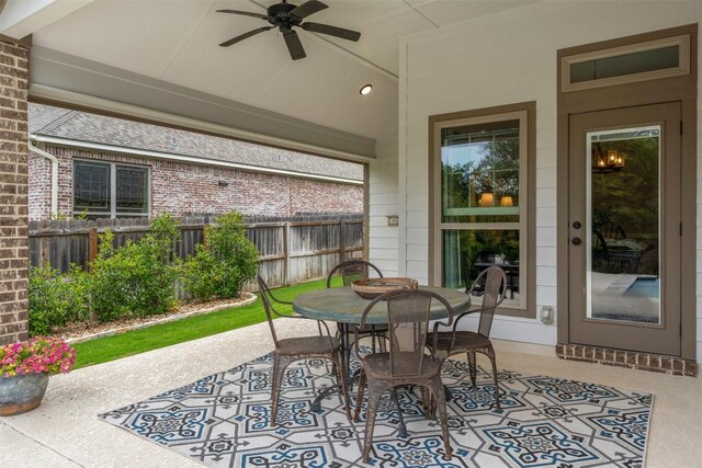 10515 Bryson Dr, Temple, TX 76502 - view of patio / terrace featuring ceiling fan, fence, and outdoor dining space