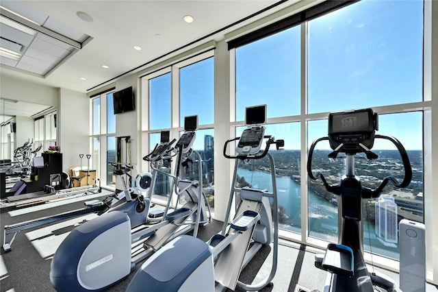 gym featuring expansive windows