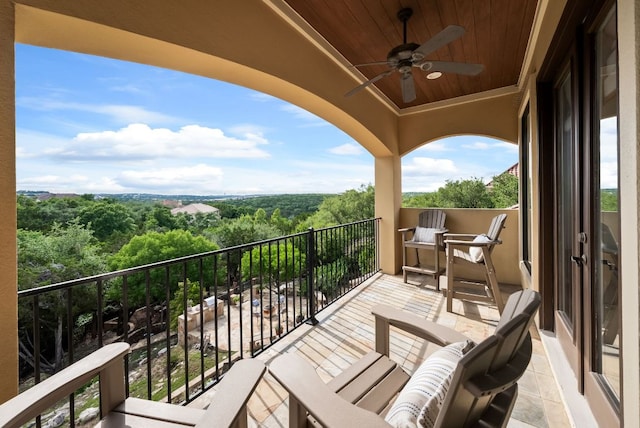 4020 Texas Wildlife Trl, Austin, TX 78735 - balcony with ceiling fan and a forest view