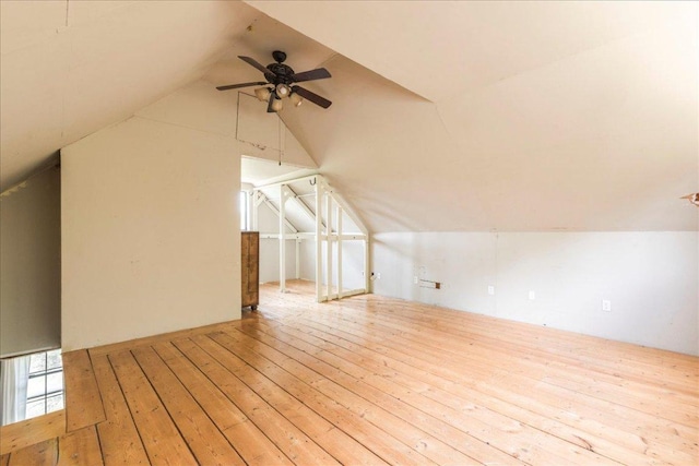 990 Oak Mdws, San Marcos, TX 78666 - additional living space featuring vaulted ceiling, hardwood / wood-style floors, and a ceiling fan