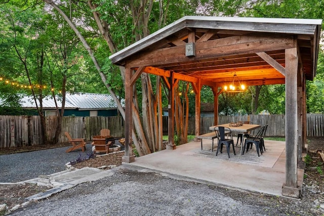 view of patio / terrace with a fenced backyard and outdoor dining area