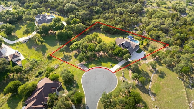 128 Tuscany Way, Georgetown, TX 78633 - view of property location featuring a heavily wooded area and property parcel outlined