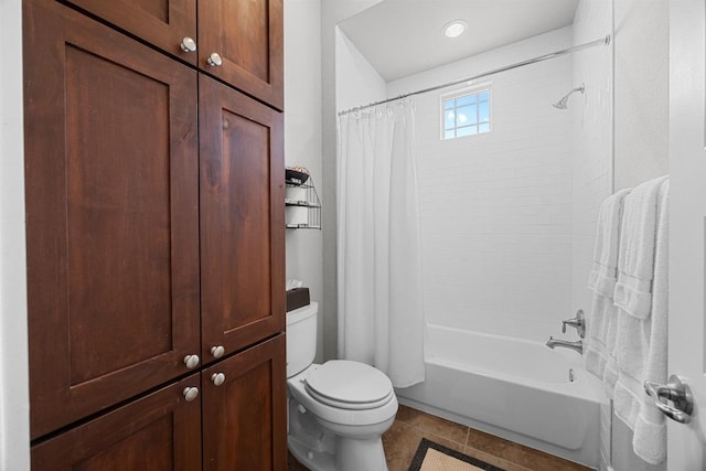 128 Tuscany Way, Georgetown, TX 78633 - full bath featuring toilet, tile patterned floors, and shower / tub combo with curtain