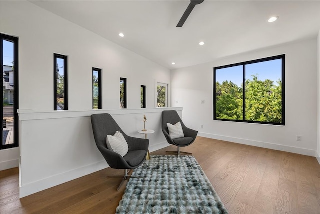 3705 Wilson St Unit 1, Austin, TX 78704 - sitting room with ceiling fan, recessed lighting, and wood finished floors