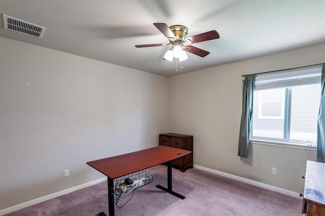 604 Comal Run, Hutto, TX 78634 - unfurnished office featuring carpet flooring and a ceiling fan