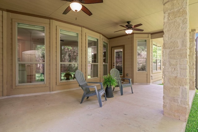 630 Wild Rose Dr, Austin, TX 78737 - view of patio featuring ceiling fan and french doors