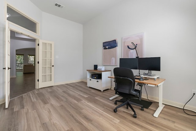 630 Wild Rose Dr, Austin, TX 78737 - office space with french doors and light wood finished floors