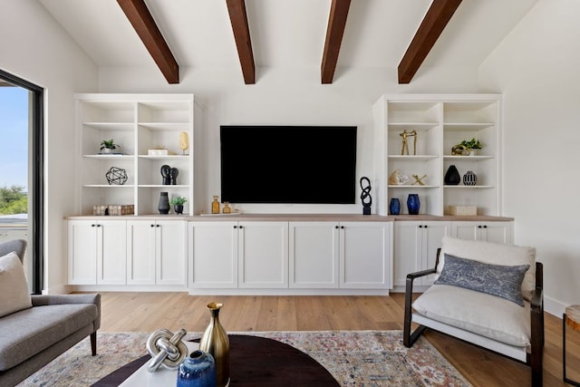 12625 Maidenhair Ln Unit 31, Austin, TX 78738 - living room with light wood-style floors and beam ceiling