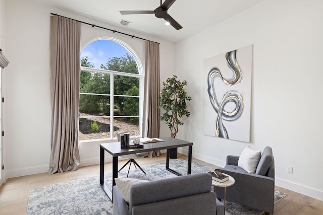 12625 Maidenhair Ln Unit 31, Austin, TX 78738 - office space with a ceiling fan, light wood-type flooring, and baseboards