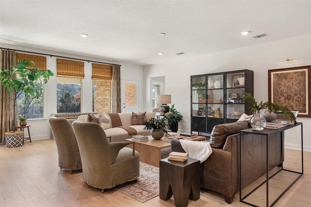 552 Tekoa Dr, Georgetown, TX 78628 - living area with light wood-type flooring, baseboards, and recessed lighting