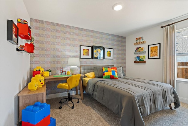552 Tekoa Dr, Georgetown, TX 78628 - carpeted bedroom with wallpapered walls