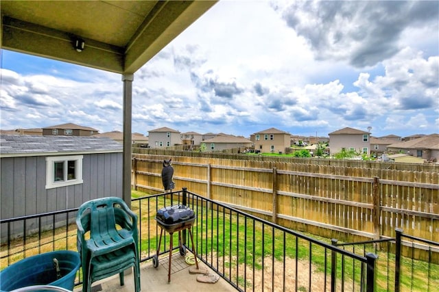 balcony featuring a residential view and area for grilling