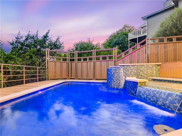 pool at dusk with stairs