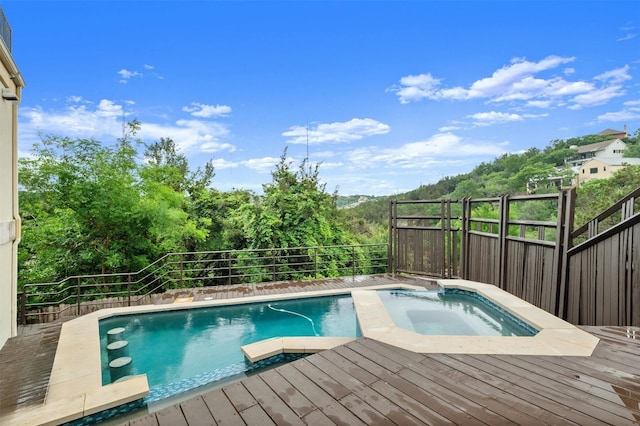 5801 Cannonade Ct, Austin, TX 78746 - view of pool featuring a deck and a pool with connected hot tub