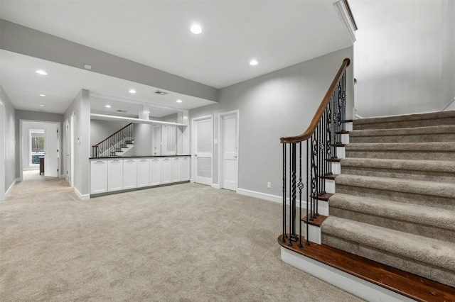 5801 Cannonade Ct, Austin, TX 78746 - stairway with carpet floors and recessed lighting