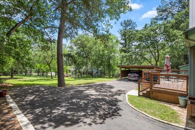 113 S Kanaio Dr, Bastrop, TX 78602 - surrounding community featuring a yard, asphalt driveway, and a deck