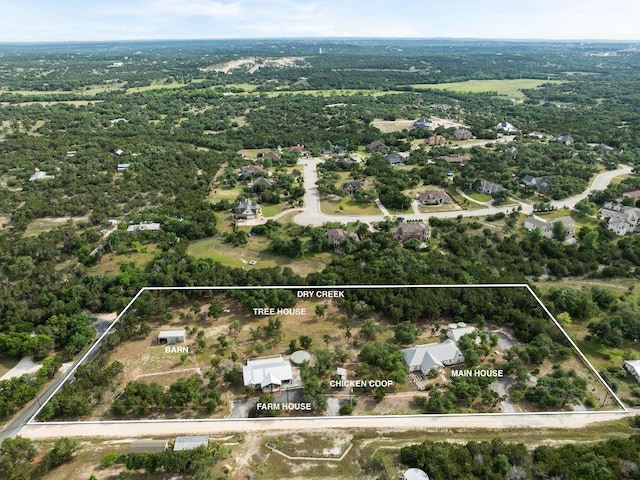 9750-9800 Ledgestone Ter, Austin, TX 78737 - aerial view of property and surrounding area featuring property boundaries highlighted