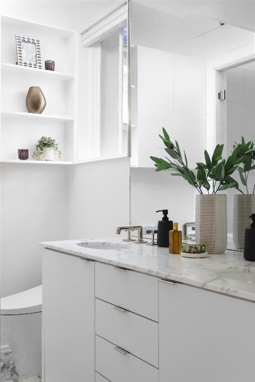 bathroom with toilet and vanity