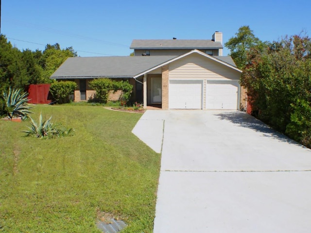 6812 Smokey Hill Rd, Austin, TX 78736 - view of front of house featuring an attached garage, driveway, and a chimney