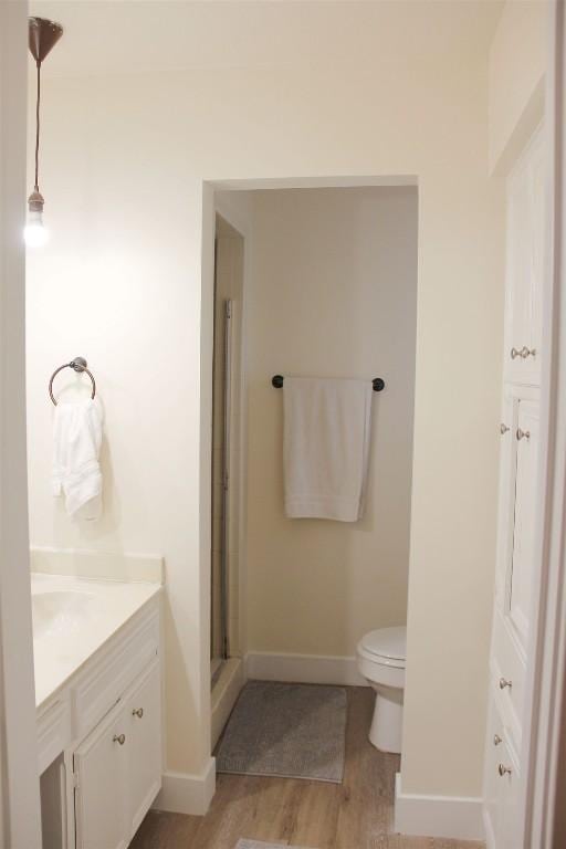 3616 Arrowhead Cir, Round Rock, TX 78681 - bathroom with vanity, wood finished floors, and a shower