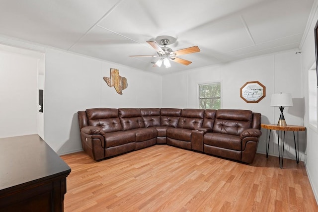 201 N Bowie Ave, Cameron, TX 76520 - living area with ceiling fan and light wood-style floors