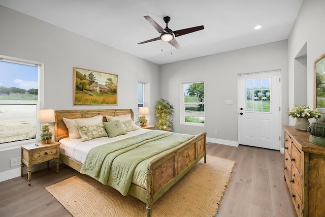 12935 Prairie Cir Unit 3641, Kempner, TX 76539 - bedroom featuring light wood-style floors, baseboards, a ceiling fan, and recessed lighting