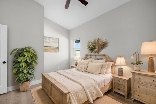 12935 Prairie Cir Unit 3641, Kempner, TX 76539 - bedroom featuring lofted ceiling, wood finished floors, baseboards, and a ceiling fan