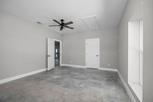 12935 Prairie Cir Unit 3641, Kempner, TX 76539 - unfurnished room with attic access, a ceiling fan, concrete floors, and baseboards