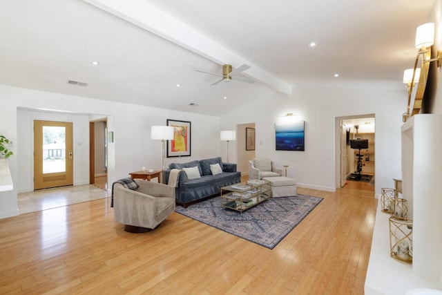 4902 Pony Chase, Austin, TX 78727 - living area featuring light wood finished floors, a ceiling fan, and recessed lighting