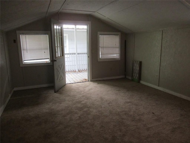 163 Cricket St, Tow, TX 78672 - additional living space featuring lofted ceiling, carpet flooring, and baseboards