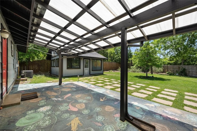 8500 Woodstone Dr, Austin, TX 78757 - view of patio / terrace with central air condition unit and a pergola