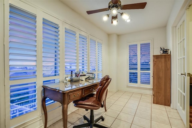 1310 Clayton Nolen, Horseshoe Bay, TX 78657 - office space with light tile patterned flooring and a ceiling fan