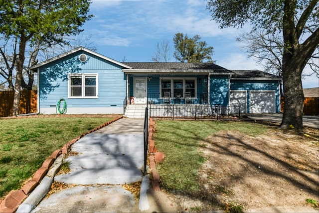 1312 N 8th St, Temple, TX 76501 - single story home with covered porch, a garage, a front lawn, crawl space, and driveway