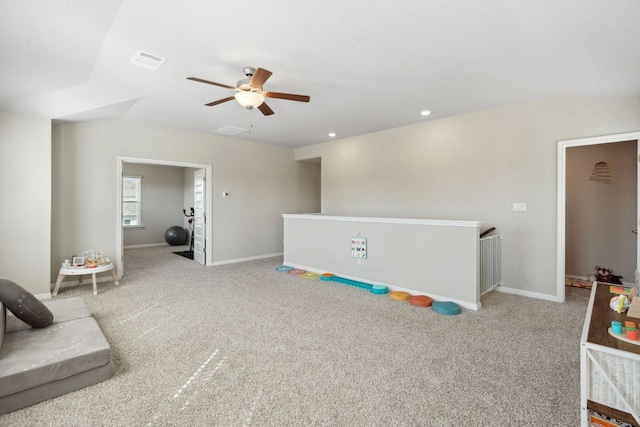 1116 View Dr, Georgetown, TX 78628 - unfurnished living room featuring a ceiling fan and carpet floors