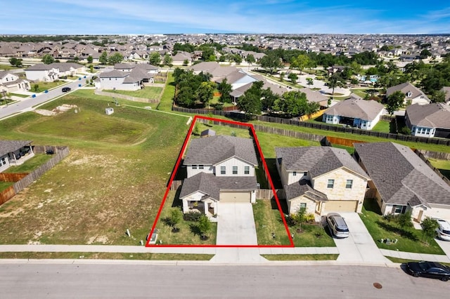 1116 View Dr, Georgetown, TX 78628 - aerial view of residential area with property parcel outlined