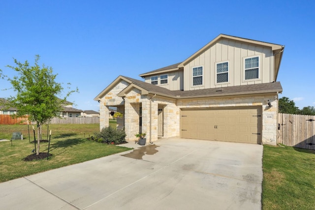 1116 View Dr, Georgetown, TX 78628 - view of front of property featuring an attached garage, driveway, board and batten siding, and stone siding