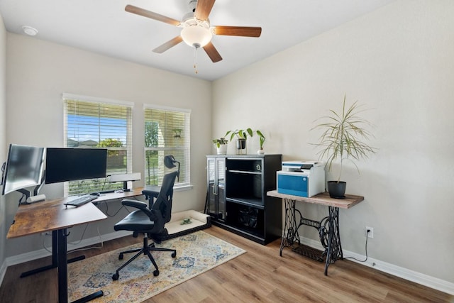 1116 View Dr, Georgetown, TX 78628 - home office featuring wood finished floors and ceiling fan