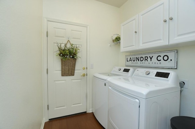 101 Scurry Pass, Georgetown, TX 78633 - laundry area with washing machine and dryer, cabinet space, and dark wood-type flooring