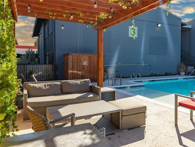 909 Reinli St Unit 102, Austin, TX 78751 - community pool featuring an outdoor living space, a pergola, and a patio