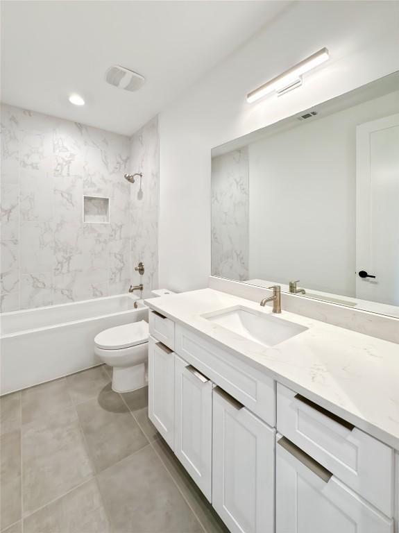 3614 Abbate Cir Unit B, Austin, TX 78721 - bathroom with toilet, washtub / shower combination, vanity, and tile patterned floors