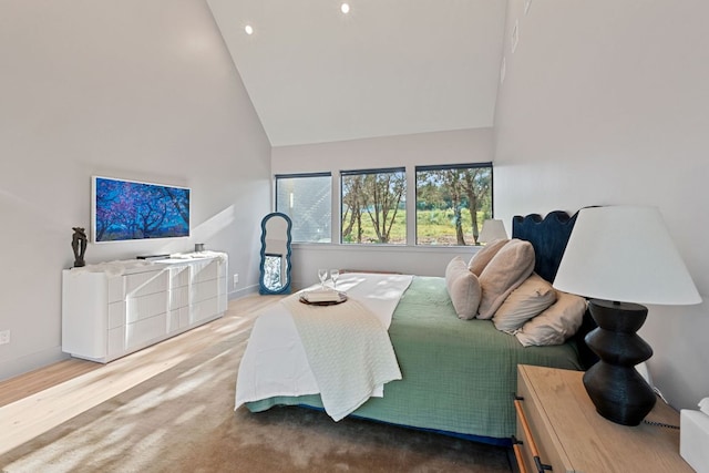 1769 Parten Ranch Pkwy, Austin, TX 78737 - bedroom featuring high vaulted ceiling and recessed lighting