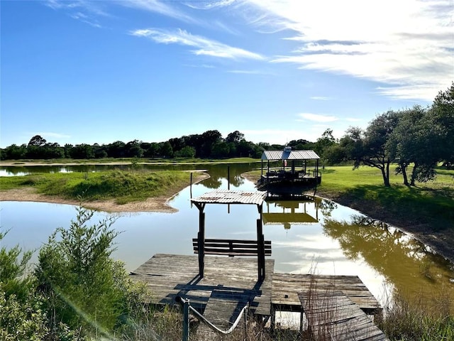203 Hickory Dr, Sheridan, TX 77475 - dock with a water view and a gazebo