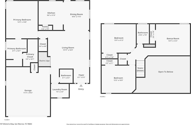 107 Wisteria Way, San Marcos, TX 78666 - floor plan / room layout