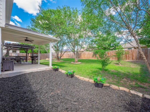 107 Wisteria Way, San Marcos, TX 78666 - view of yard featuring ceiling fan and a patio