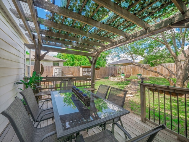 107 Wisteria Way, San Marcos, TX 78666 - deck with outdoor dining area and a pergola