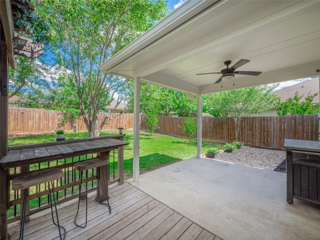 107 Wisteria Way, San Marcos, TX 78666 - deck with a ceiling fan, a patio area, and outdoor dining area
