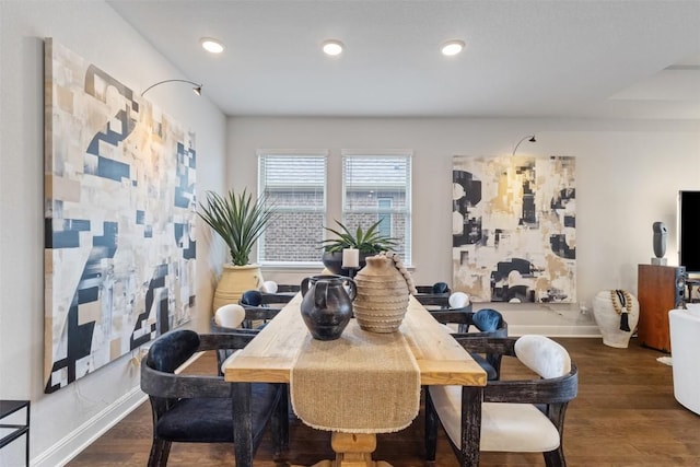 5333 Corelli Fls, Round Rock, TX 78665 - dining room with baseboards, wood finished floors, and recessed lighting