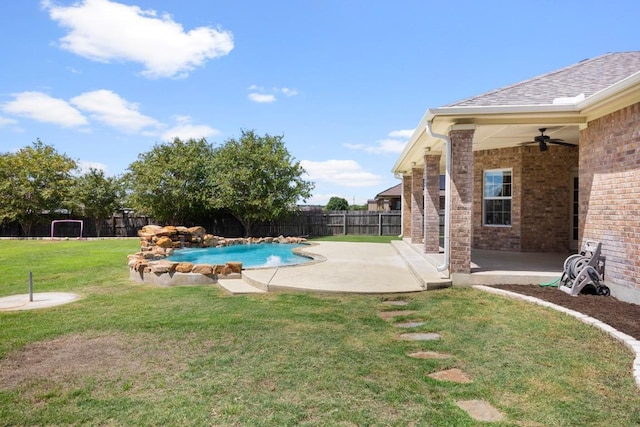 3585 W Amity Rd, Salado, TX 76571 - view of swimming pool featuring ceiling fan and a patio